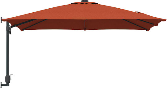 Wandmontierter Quadratischer Metall-Garten- und Terrassen-Sonnenschirm Orange 3x3xHöhe 1,6 m