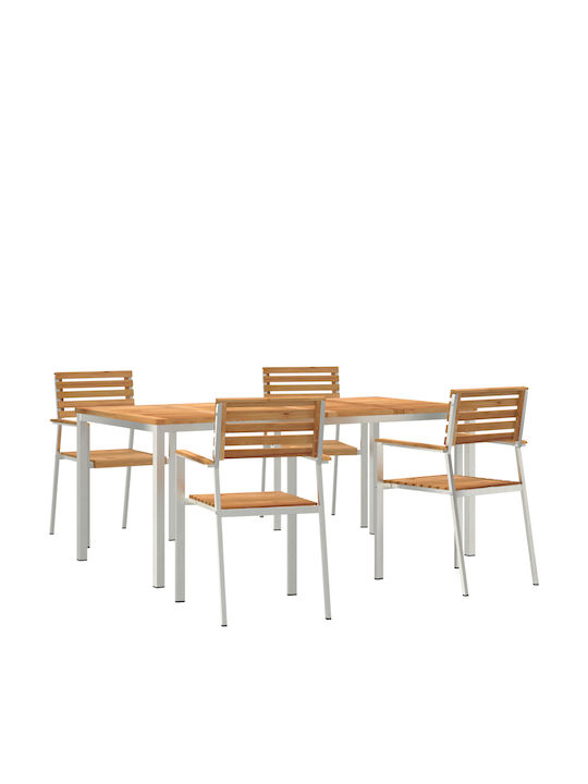 Set Sala De Mese Pentru Exterior 5 Piese Maro
