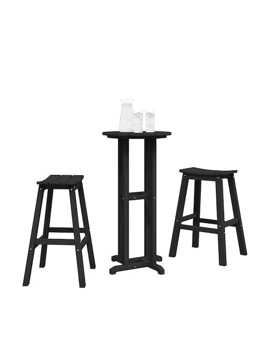 Bar Set for Small Outdoor Spaces 3 Pieces Black