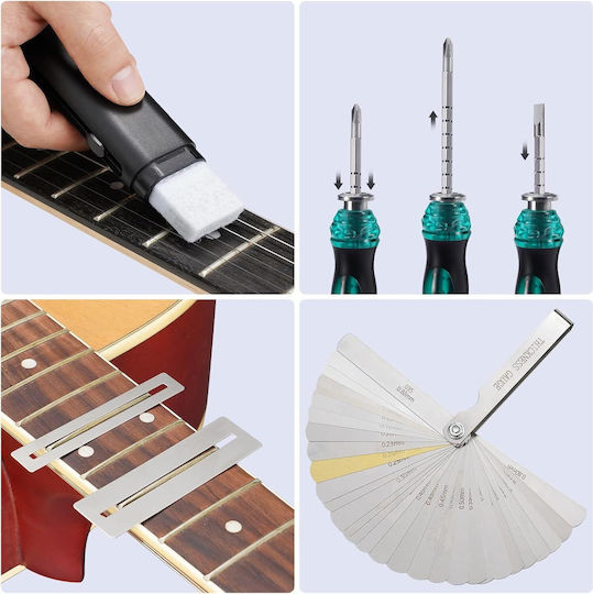 Kit de Reparații pentru Chitară 72 Piese Chei Allen Pensete Răsucitoare de Coarde Fișiere Accesorii pentru Chitară Acustică Ukulele Bas Mandolin Banjo