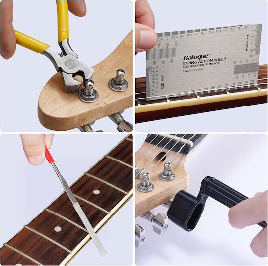 Kit de Reparații pentru Chitară 72 Piese Chei Allen Pensete Răsucitoare de Coarde Fișiere Accesorii pentru Chitară Acustică Ukulele Bas Mandolin Banjo