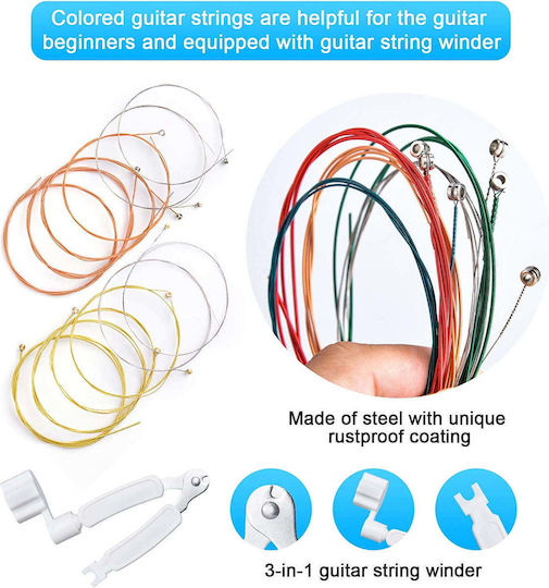 Guitar Zubehörset 66 Stück Einschließlich Tuner Capo Plektren Gitarrensaiten Steg 5 Silikon Finger Schützer