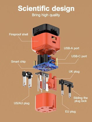 Ldnio Charger with USB-A Port and USB-C Port and Cable USB-C - USB-C 45W Orange (Q2420)