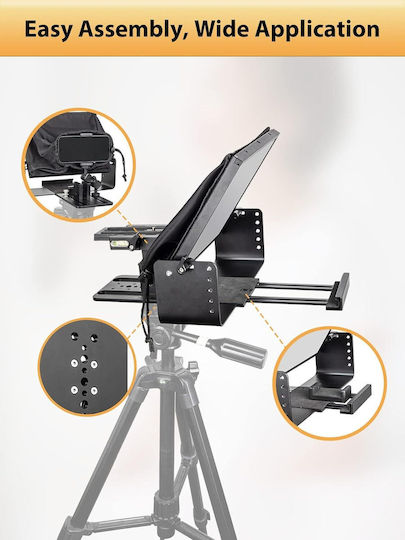 Kit Teleprompter de 12 Inch pentru Camere DSLR Control de la Distanță Compatibil cu Smartphone-uri și Tablete Până la 12.9 Inch Geantă de Metal pentru Depozitare și Transport Moman Mt12