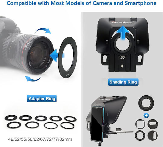 Kit Teleprompter Control de la Distanță Adaptoare pentru Lentile Smartphone-uri Tablete Până la 11 Inch App Dedicate pentru Camere DSLR Smartphone-uri