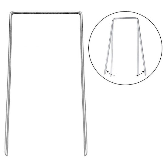 Set 100 Metal Anchors Agrotextile Fixing 15x7 Cm Silver