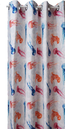 Decocraft Curtain with Grommets Digital Blue 140x260cm