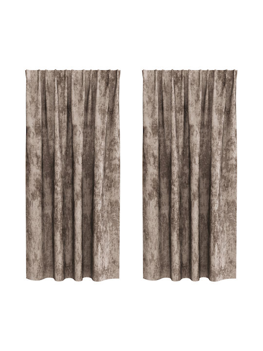 vidaXL vidaXL Set Vorhänge Fenster mit Bleistiftfalten Braun 140x175cm