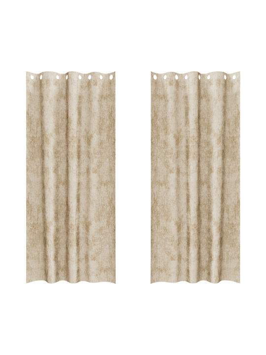 vidaXL Set Perdele Fereastră Cu Capse Bej 140x225 cm