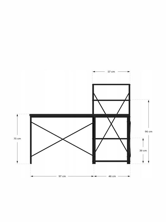 Γραφείο Leader Ξύλινο Μαύρο 145x50x75εκ.