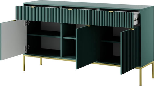 Sideboard Nova Wooden with Drawers Green + Gold 154x39x83cm
