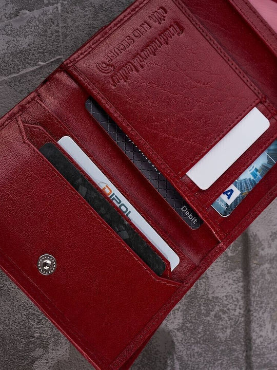Small Leather Women's Wallet with RFID Red