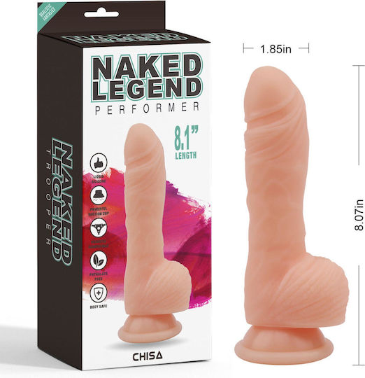Chisa Novelties Naked Legend Ρεαλιστικό Dildo με Όρχεις και Βεντούζα Flesh 21cm