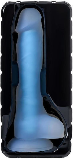 ToyFa Glass Dildo with Balls and Suction Cup Blue 16.5cm
