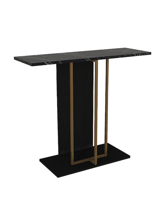 Brandy Console Table Wood & Metal Black - Black Marble Effect - Gold L90xW29.6xH76.8cm