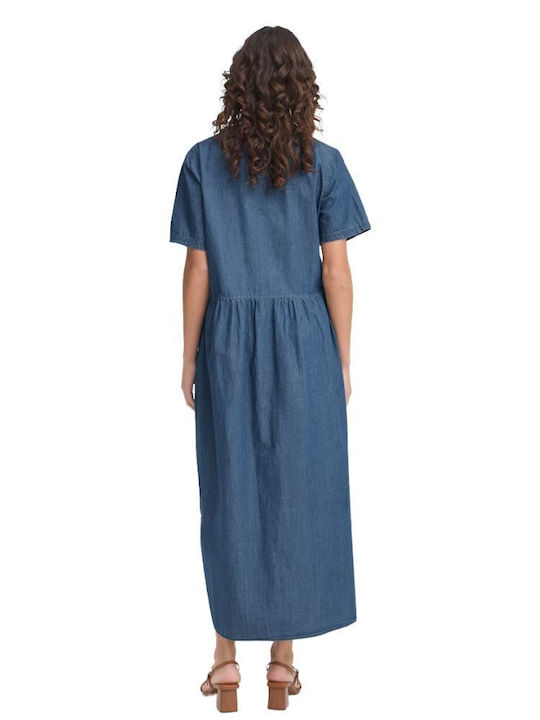 Καλοκαιρινό Maxi Φόρεμα Τζιν Denim Blue