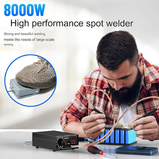 Mașină De Sudură Prin Puncte Dual Pulse 8000 W Portabil 10-90 Niveluri Afișaj 0.1 Mm 0.3 Mm Bandă De Nichel Baterie Fier De Lipit Seesii
