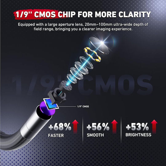 Industrial Endoscop 6.2 Mm Cameră Endoscopice de Inspecție Rotativă 210° 6 Lămpi LED 4x Mărire Ecran 3.5 Inch Tub Semi-rigid Ip67