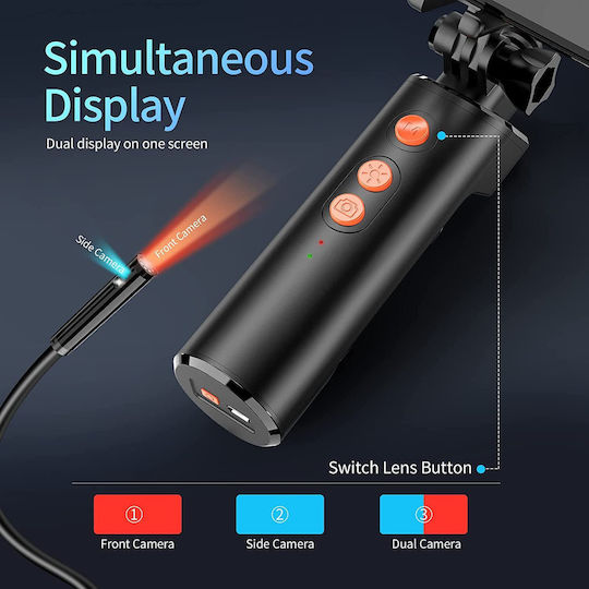 Wifi Endoscope Video Dual Front Side Camera Inspection Camera 1080p Hd Led Lights Ip68 Waterproof Android Smartphone Iphone