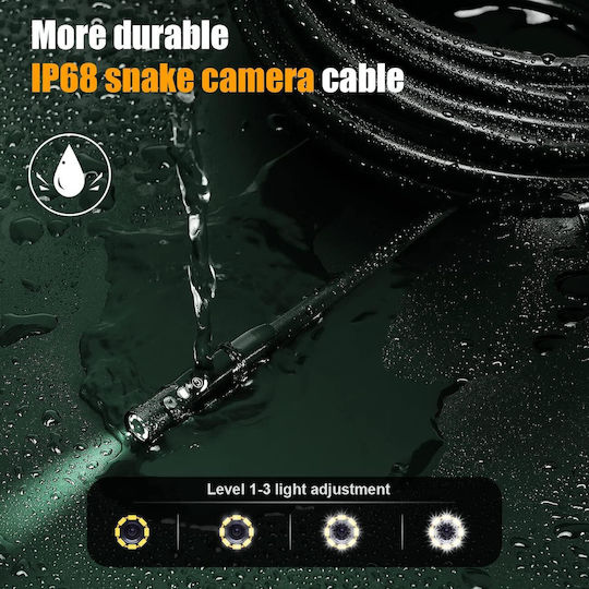 Camere endoscopice industriale pentru inspecție 3 Lentile 8 Mm Tub flexibil semi-detașabil 10 M 10 Lumini LED Rezistent la apă Ip68 Card de memorie de 32 Gb inclus