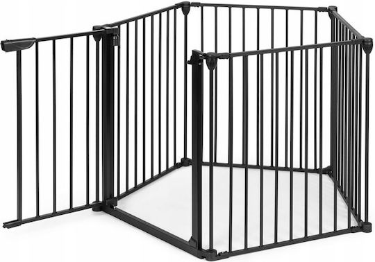Pliabil Ușă de siguranță Montaj simplu din Metal în Culoare Negru 300x74cm 1buc