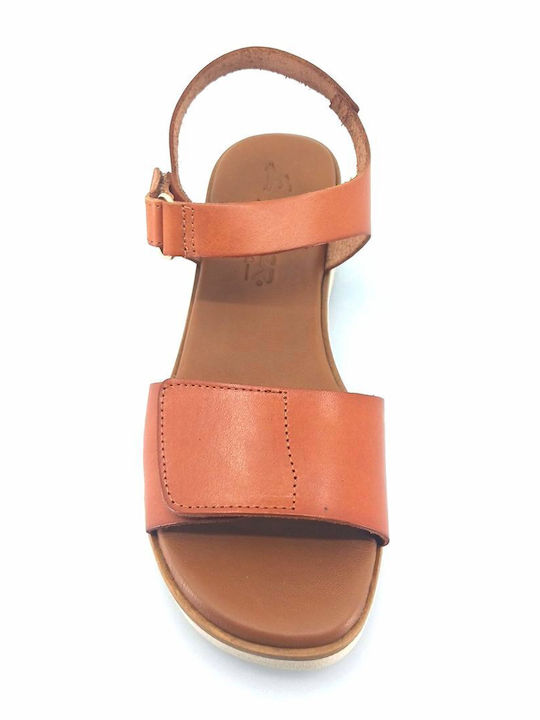 Leder Flache Sandalen für Damen in Tabac Braun Farbe
