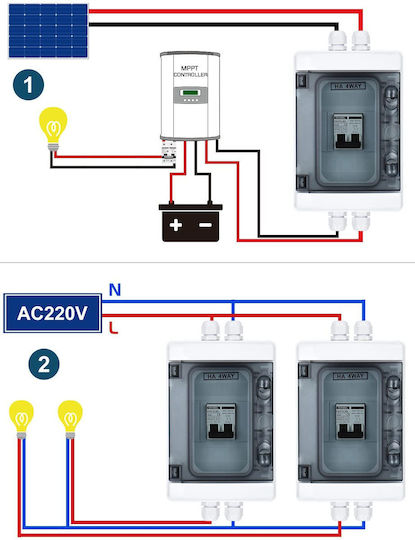 Comutator Automat Solar de Siguranță 30a Dc 12v-dc400v Ac 90v-400v 2 Poli Sisteme Fotovoltaice Comutator Automat În Cutie de Siguranță Waterproof Ip65
