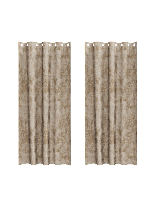 vidaXL Set Window Curtains With Beige Grommets 140x245cm