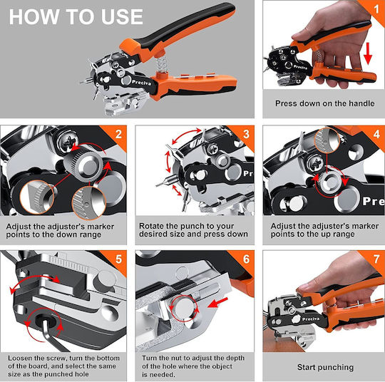 Pliere Profesionale de Șurubelnițe Rotative 2-4.5 Mm Adâncime Reglabilă 7-21 Mm Transmisie cu Manetă Pentru Piele Țesătură Carton Preciva