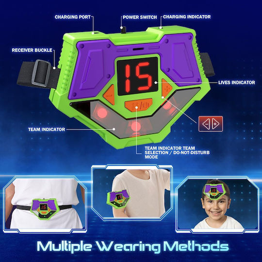 Set Infrared Laser Tag 4 Pistoale de jucărie 2.4 Ghz 4 Recepționare Afișaj Led 5 Moduri de tragere Stație de încărcare Jucărie Interactivă pentru interior și exterior