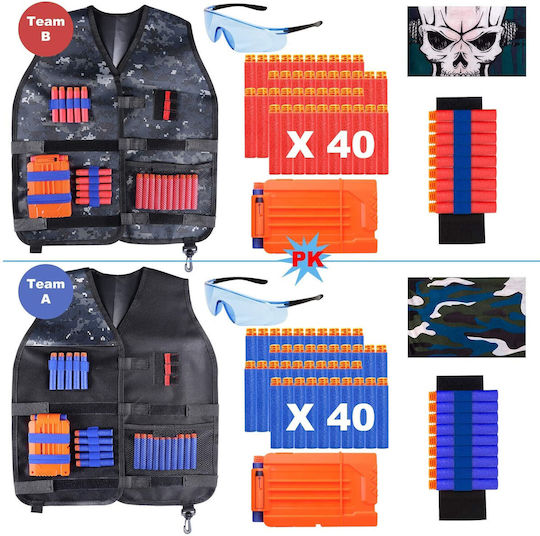 Set 2 Veste Compatibile Nerf N-Strike 2 Veste 80 Piese Cuțite din Spumă Ochelari de Protecție Magazii Măști Brățări Grenade Jucării