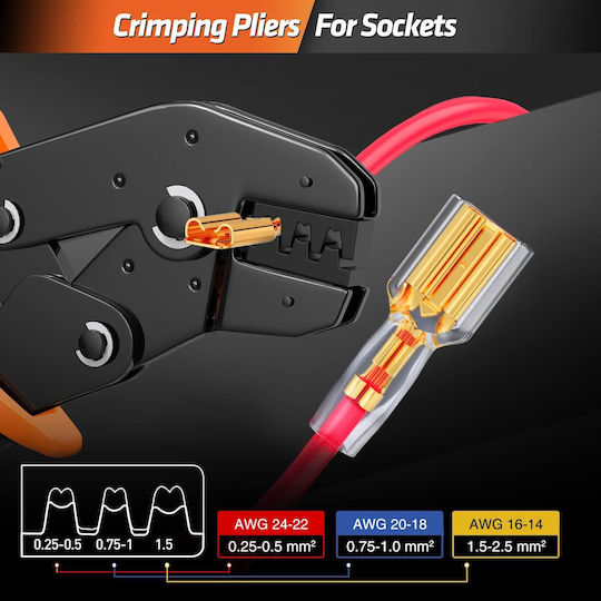 Crimpzange Für Kabelschuhe Durchmesserbereich 0.25 - 2.5mm²