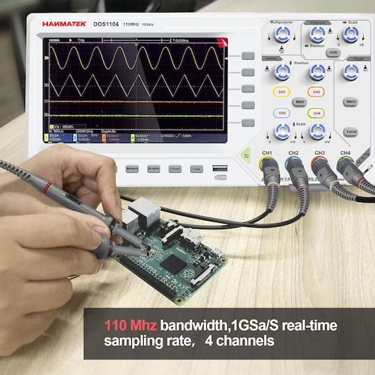 Profesional Osciloscop Portabil Cu 4 Canale 110 Mhz Lățime de Bandă 1 Gsa S Rată de Eșantionare Ecran Lcd de 7 inch 100–240 V Port Usb Interfață de Memorie Suportă Scpi Labview Multifuncțional