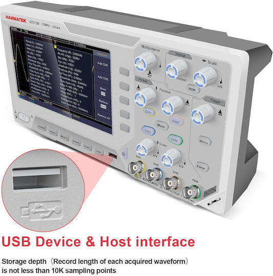Profesional Osciloscop Portabil Cu 4 Canale 110 Mhz Lățime de Bandă 1 Gsa S Rată de Eșantionare Ecran Lcd de 7 inch 100–240 V Port Usb Interfață de Memorie Suportă Scpi Labview Multifuncțional