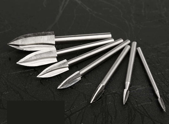 Set 7 Hss Router Bits 2.35-10mm Wood Engraving Carving Rotary Tools