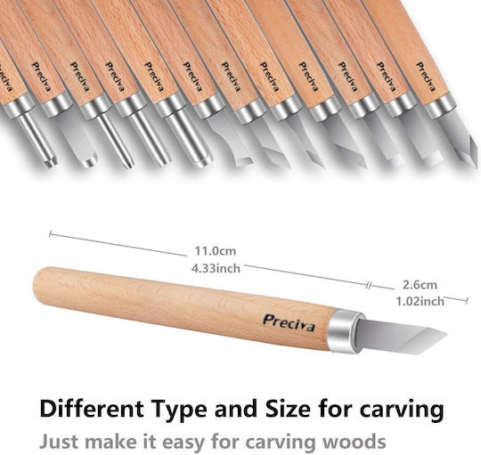 Set 12 Carving Chisels Wood Wax Plastic Sk2 Steel Blade Wooden Handle