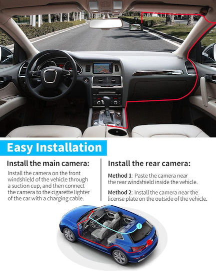 Dual Dash Camera DVR Auto cu Ecran pentru Parbriz