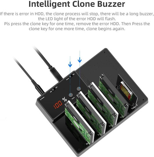 Stație De Andocare Pentru Hard Disk-uri Sata Hdd Ssd Usb 3.0 5 Sloturi Funcție De Clonare Citire Scriere Protocol Uasp Plug Play Compatibil Cu Windows Xp Vista 7 8 8.1 10 Linux Și Macos