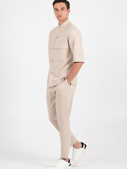 Trousers Elastic in Loose Fit Beige