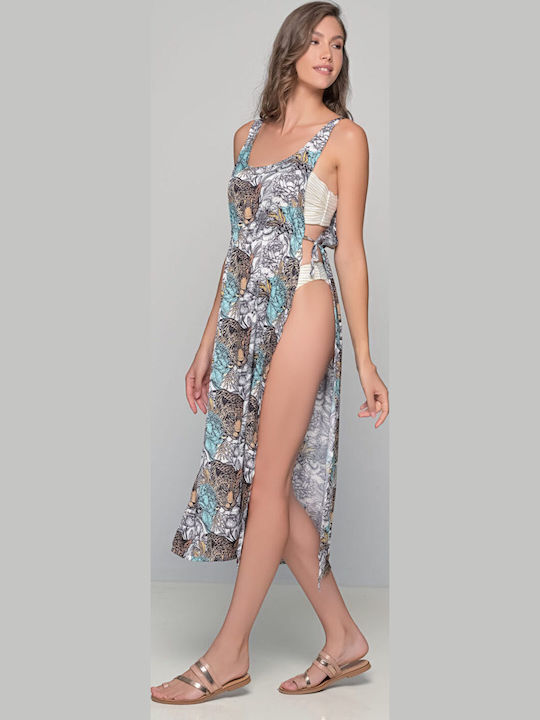 Milena by Paris Γυναικείο Μακρύ Καφτάνι Παραλίας Εμπριμέ
