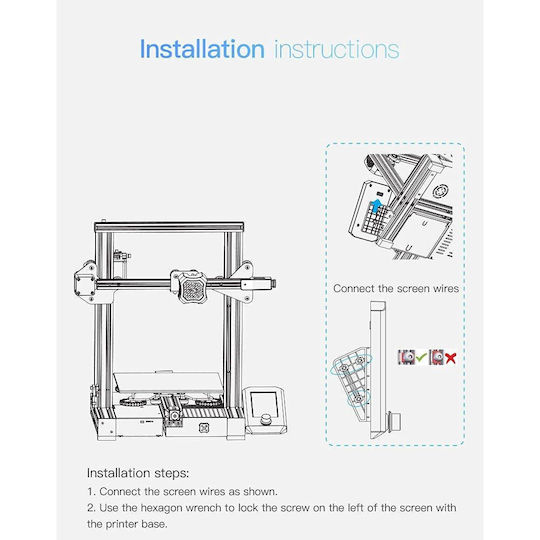 Smart Екран За 3D Принтери Съвместим Ender-3 V2 Ender 3 Pro Ender 3D Принтер 32-битова Майка Плата Hd Цветна Памет Функция Поддържани Формати На Файлове Jpeg Creality Черен