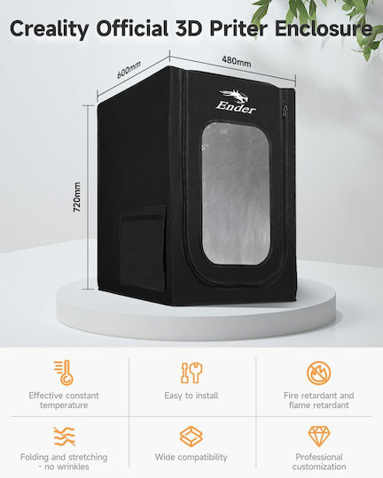 Husă pentru Imprimantă 3D Creality Ender 3 Serie Ender 3 Pro Ender 3s Ender 3 V2 Ender 3 Neo Ender 3 V2 Neo Ender 2 Ender 2 Pro Cp-01 Rezistent la Foc Rezistent la Apă Antistatabilă Detasabilă 720x600x480mm Negru