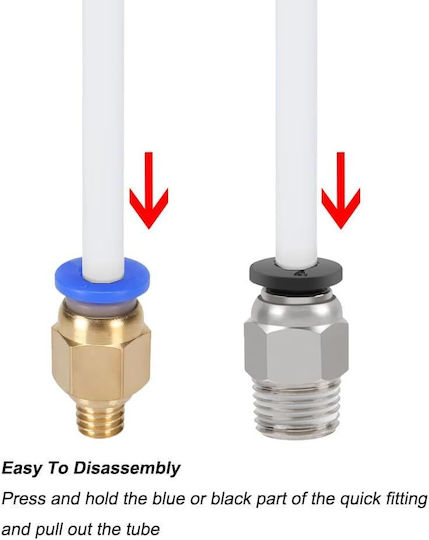 Set Țevi Teflon de 5m pentru Imprimante 3D 10 Bucăți Conectori Pneumatici 4-m6 10 Bucăți Conectori 4-m10 Țeavă PTFE Filament pentru Imprimante