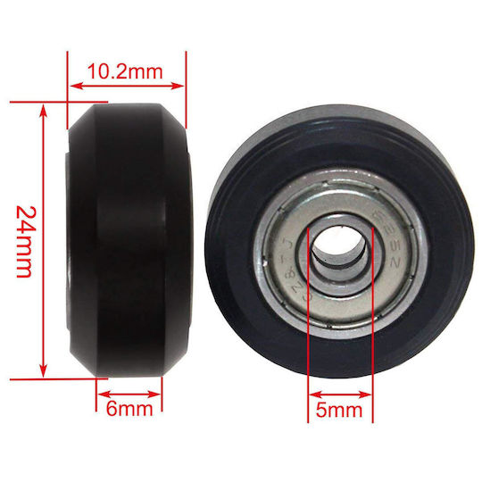 Set 10 Rulmenți Roți Pentru Imprimante 3D 24/10.2 Mm Roată Cu V-Groove R142 Negru Creality Ender 3 Cr-10 Cr-10s