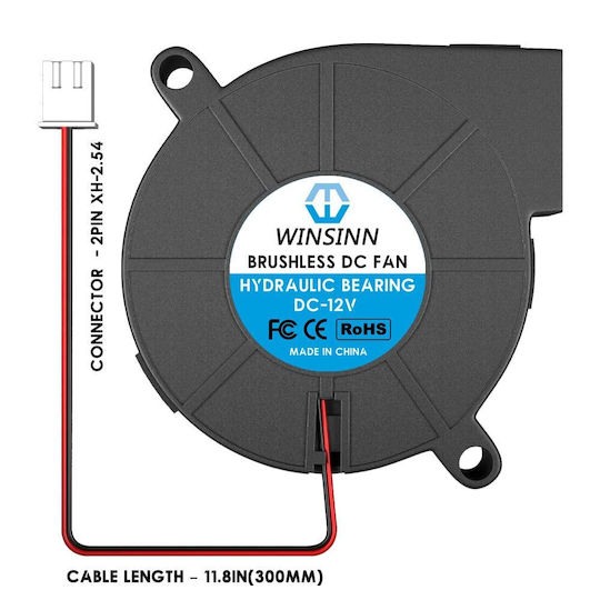 Set 4 Ventilatoare 12V Pentru Imprimante 3D 50mm Rulment Hidraulic Turbo Răcire Fără Perii Conector cu 2 pini Winsinn 5015