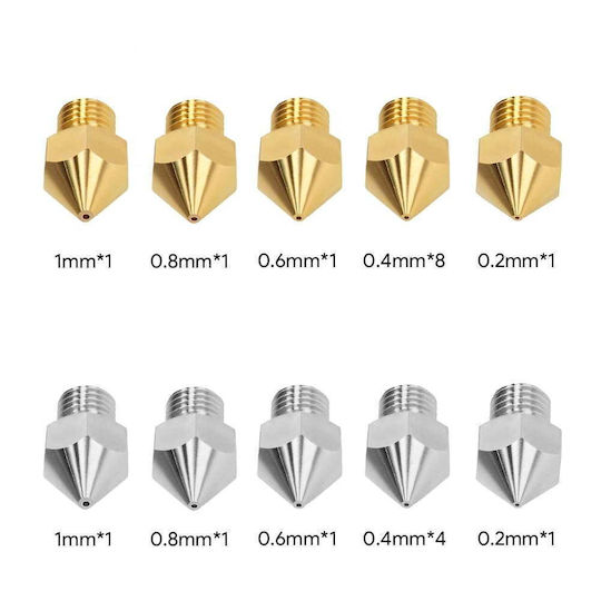 Set Duză Pentru Imprimante 3D 20 Bucăți 12 Duză Cupru 8 Duză Oțel Inoxidabil Mk8 0.2 Mm 0.4 Mm 0.6 Mm 0.8 Mm 1.0 Mm Unelte De Curățare Anycubic Mega Creality Cr-10 Ender