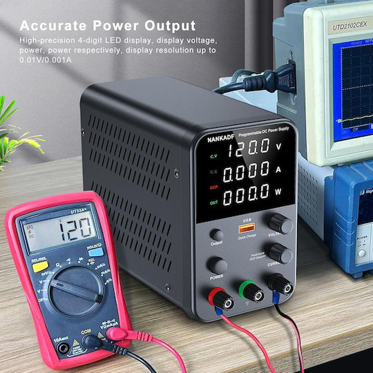 Surse de Alimentare Pentru Laborator 0-120 V 0-3 A 360 W Ecran Led Ventilator de Răcire Protecție la Supraîncărcare Ocp 18 W Port Usb Stabilizare Tensiune Curent Cv Cc