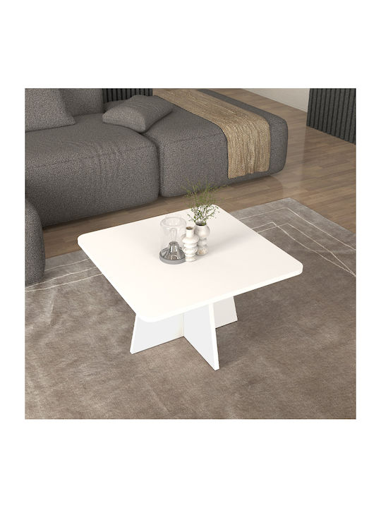 Square Central Coffee Table Sugar Wooden White W60xL60xH36.8cm