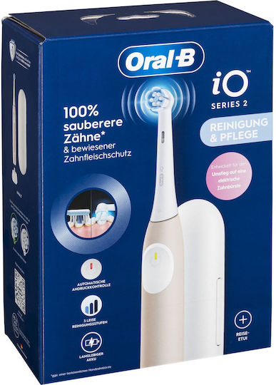 Oral-B iO Series 2 Elektrische Zahnbürste mit Drucksensor und Reisetasche Calm Pink