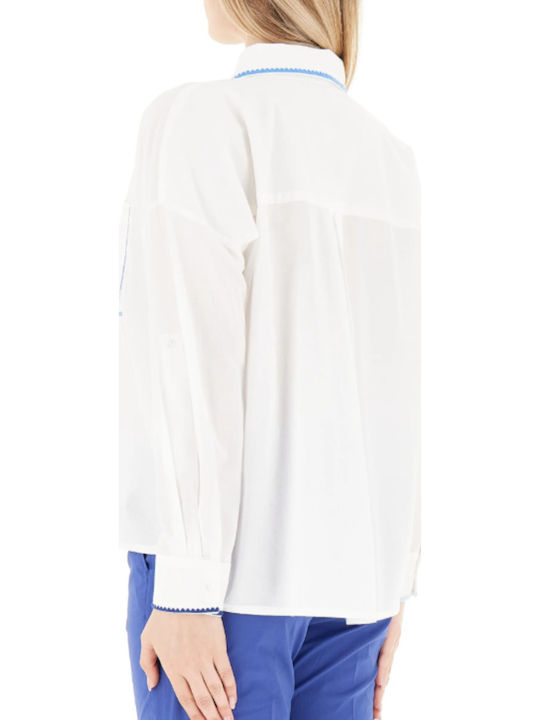 Дълъг ръкав Женска Риза White/blue